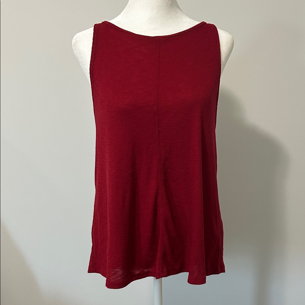Free People Rich Red High Neck Low Back Tank Top NWT Size Small